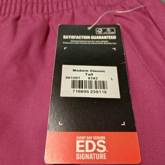 Dickies Women's Tall Pull-on Scrub Pant Size L Color Wine Style# 86106 - Picture 3 of 6